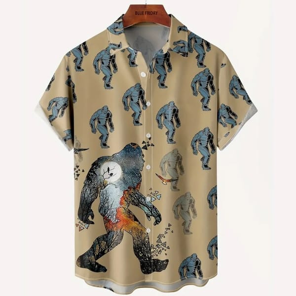 Chimpanzee Print Hawaiian Shirts For Men Oversized Men's Casual Shirt Retro Fashion Short Sleeve Shirt High Quality Men Clothing