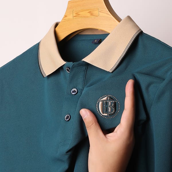 2024 Spring and Autumn Men's New Lapel Cotton Linen Long Sleeve POLO Shirt Letter Embroidery Shirt