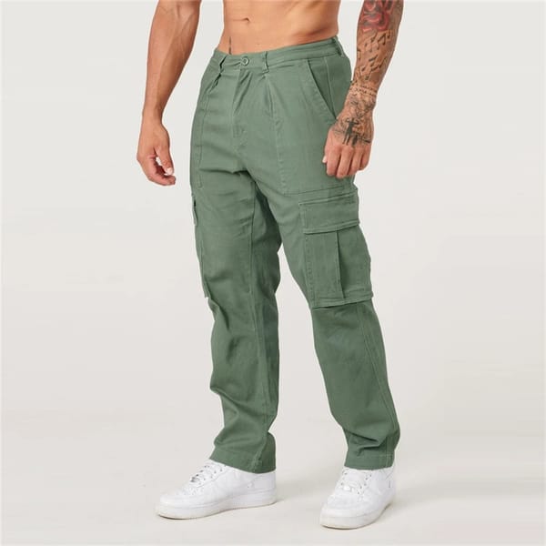 Man Casual Pants men cargo pants cotton loose trousers mens pants overalls Multi Pocket Straight Joggers Homme men's