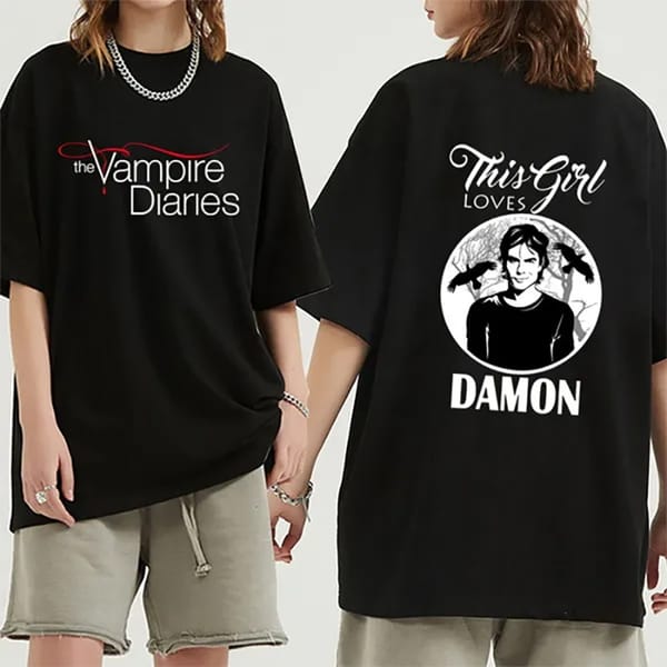 The Vampire Diaries T Shirt Women's Fashion Round Neck Short Sleeve Tee Streetwear Casual Loose T-shirt
