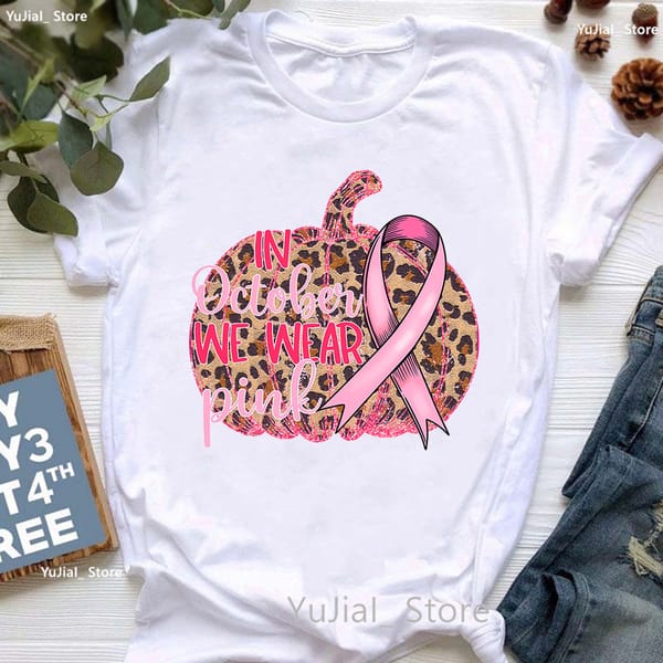 Tackle Cancer Graphic Print Tshirt Women'S Clothing Fashion Leopard Flowers T Shirt Femme Harajuku Shirt Cool Wmale Dropshipping