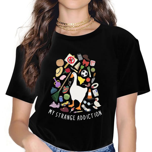 Women's My Goose Addiction T Shirt Untitled Goose Game Tops Casual Short Sleeve Round Collar Tee Shirt Printed T-Shirt