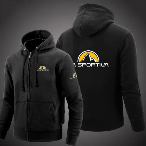 2024 Spring Autumn Men's La Sportiva Logo Print Personality Zipper Classic Solid Color High Quality Loose Cotton Hooded Hoodies