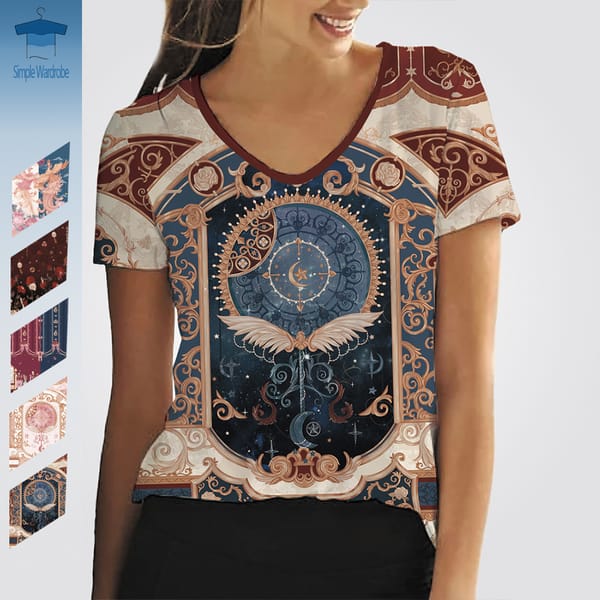 Summer V-neck Short Sleeves T-shirts for Female Lolita Style Light Women's Clothing Cute Tee Polyester Material Lace Elements