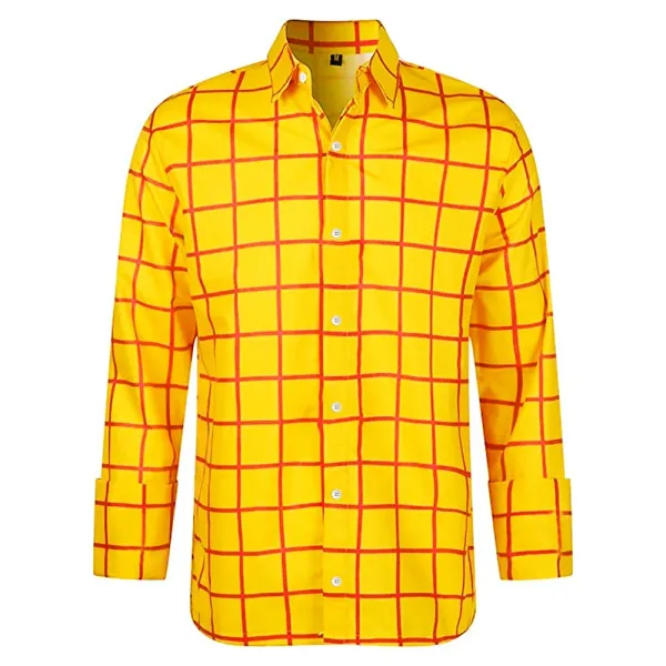 2024 Spring Autumn Solid Plaid Men's Shirts 3d Prints Long Sleeve Shirt For Man Casual Holiday Button Trendy Men's Shirt