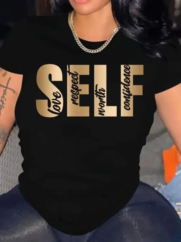 Fashion Print T-Shirt, Crew Neck Short Sleeve T-Shirt, Casual Every Day Tops, Women's Clothing