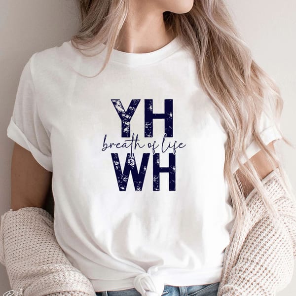 YHWH BREATH of LIFE Valentine's Day  Worship Christian Short Sleeve Yahweh Christian T-Shirts  Women's Clothing  Faith Religious
