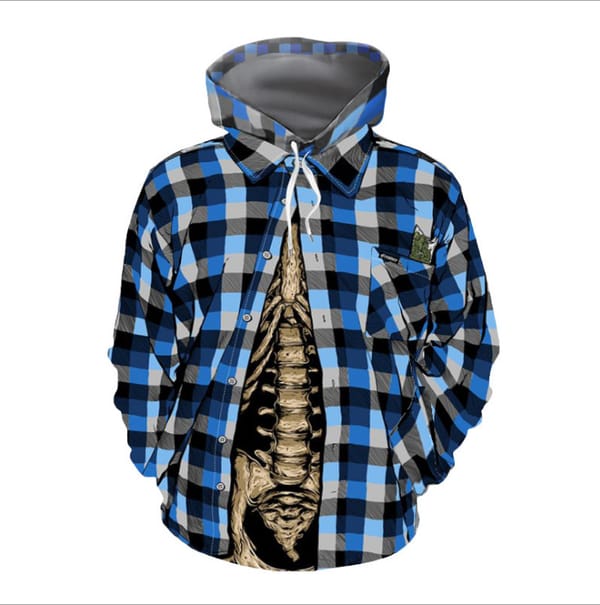 New 2021Plaid Skull 3D Print Hooded  Loose Pullover Men's and Women's Leisure Trends Top