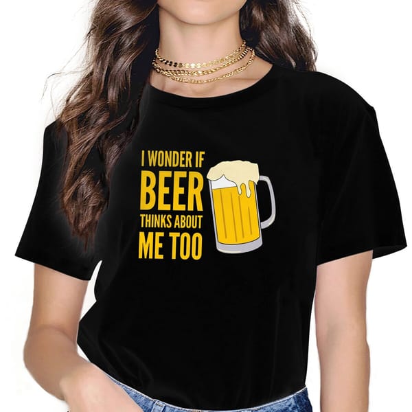 Lover Gift Women's T Shirts Beer Birra Bier Alcohol Beverage Novelty Tee Shirt Short Sleeve Crew Neck T-Shirt Gift Idea Clothing