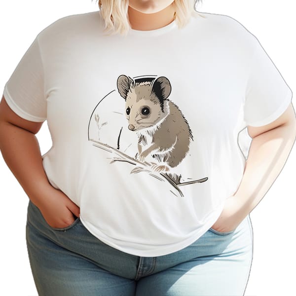Women's Pluse Size T-shirt Mouse Plants Graphic T Shirts Woman Round Neck Casual Tops Animal Lover Big Size Short Sleeve T-shirt
