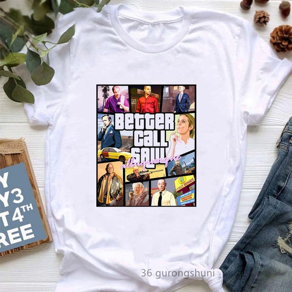 Better Call Saul Graphic Print Tshirt Women'S Clothing Funny White T Shirt Femme Harajuku Shirt Summer Fashion Female T-Shirt