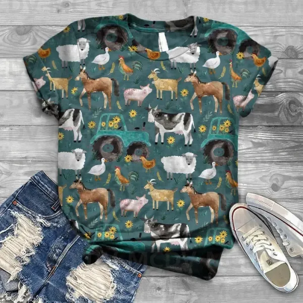 Women's Hummingbird Tie Dye Print Crew Neck T-shirt 3D All Over Printed Summer Women's T Shirts