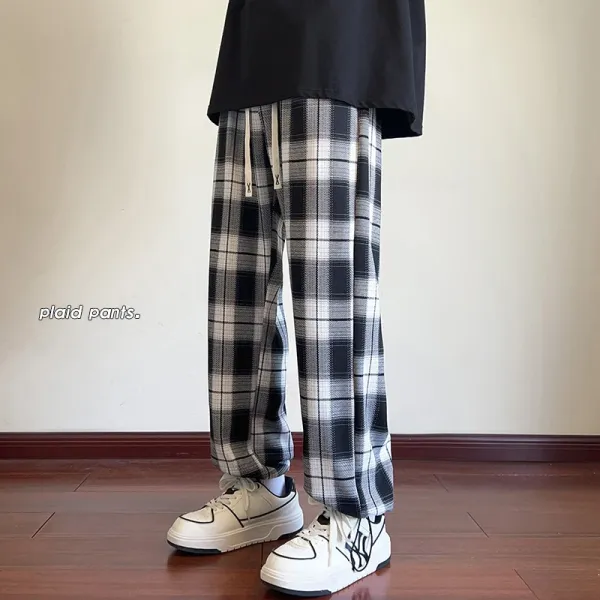 Baggy Pants Sweatpants High Quality Brand Men's Clothing 2024 Streetwear Plaid New Wide Straight