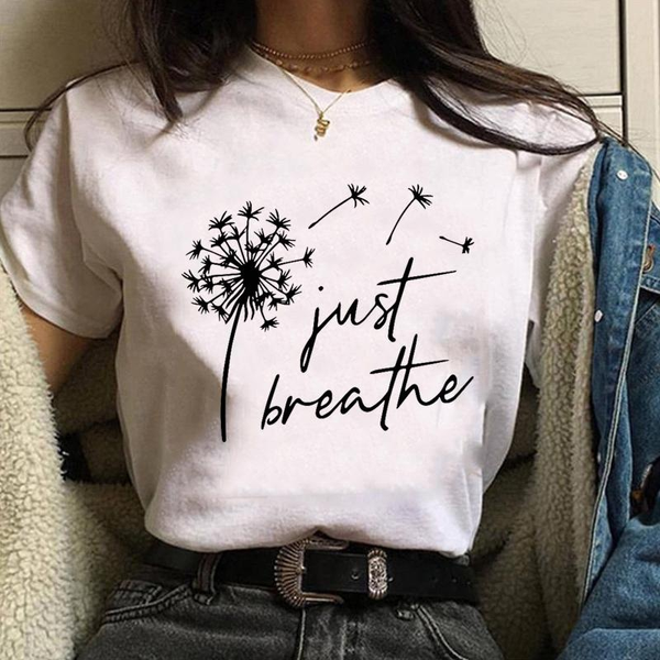 Funny Women's Fashion Breathe Dandelion Pattern Print T-shirt Personalized Casual Outdoor Outdoor Shirt Women's Loose T-shirt