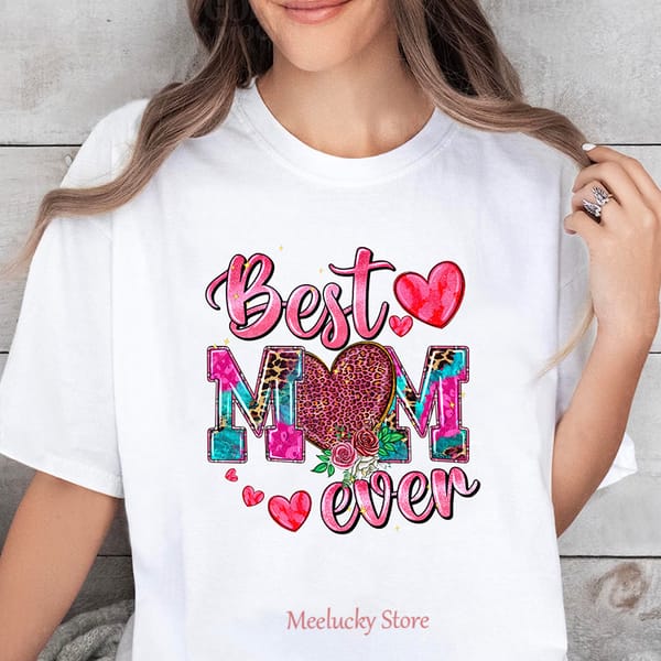 Best mama ever printed women's top, a must-have gift for mothers during holidays, round neck T-shirt