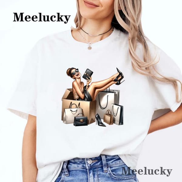 Fashion Girl Watercolor Illustration Women's O-neck Cartoon Print Fashion Women's Top Leisure Pure Cotton Summer Short Sleeve