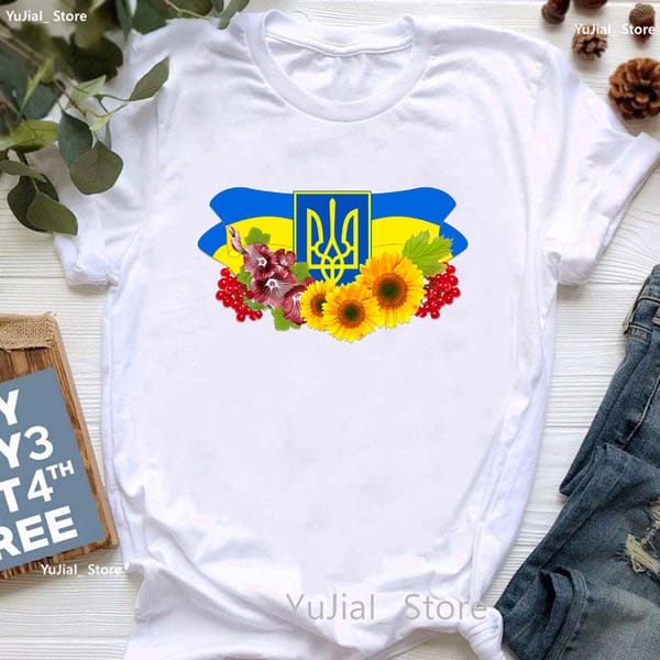 Women'S Clothing Colorful Bird Ukraine Flower Print T Shirt Girls Summer Fashion Tops Short Sleeve Tshirt Femme Harajuku Shirt