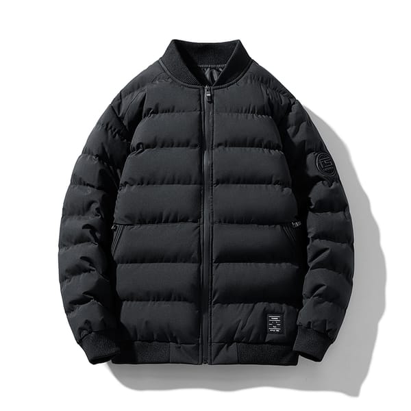 Men's Cotton Clothes Autumn Winter New Solid Color Thickened Warm Casual Business Office Round Neck Bread Coat Men Simple Jacket