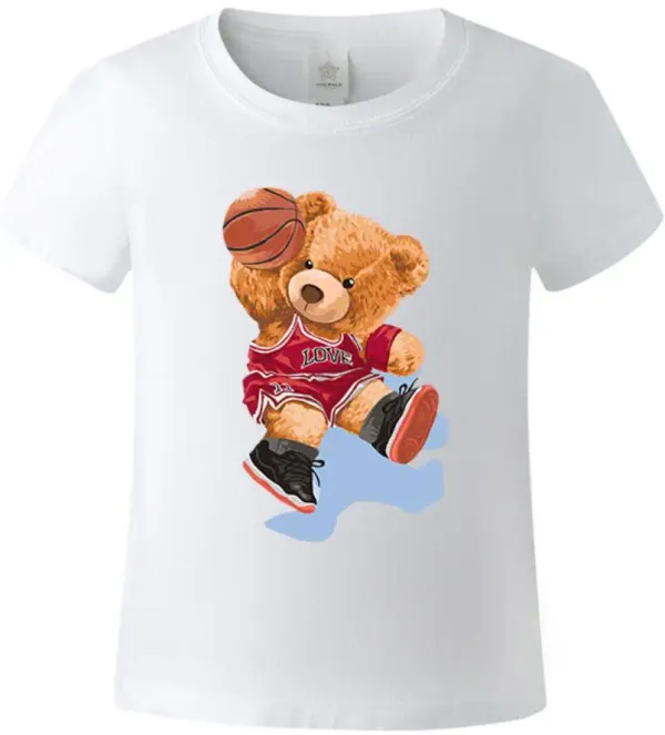 Men's and Women's Short-sleeved T-shirt T-shirt Fashion Basketball Player Bear Print Oversized T Shirt Graphic T Shirts Tops