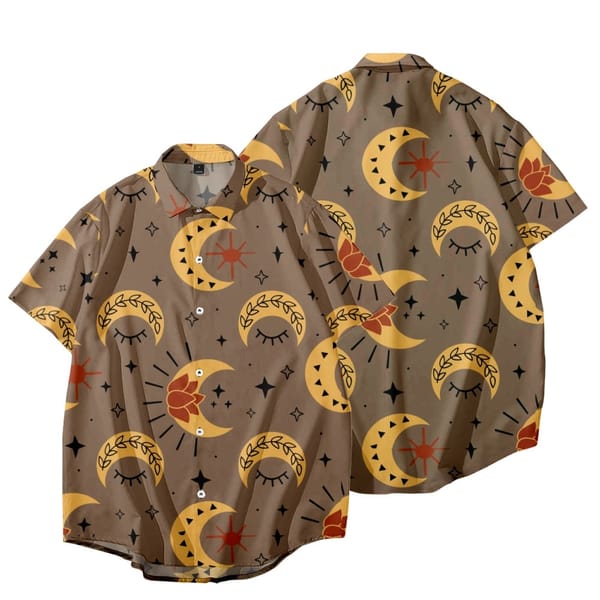 Moon Print Short Sleeve fashion Men's shirts Hot Sale Women T Shirt Unisex Blouses Tops
