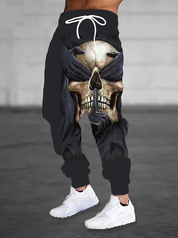 Scary Skull Printed Elastic Comfortable Sports Pants New Four Seasons Jogging Sports Pants Men's Fitness Training Pants ML4