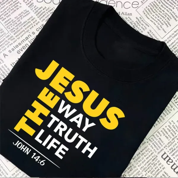 Jesus The Way Truth Life Print Girl's Tees Top Printcess Women's Comfortable Casual Short Sleeve Round Neck Fit T-Shirt