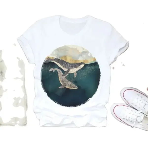 New Women's Blouse Sunflower Print Round Neck Short Sleeve T-shirt Graphic Tee  Y2k Aesthetic Graphic Tee Women Clothes Tops