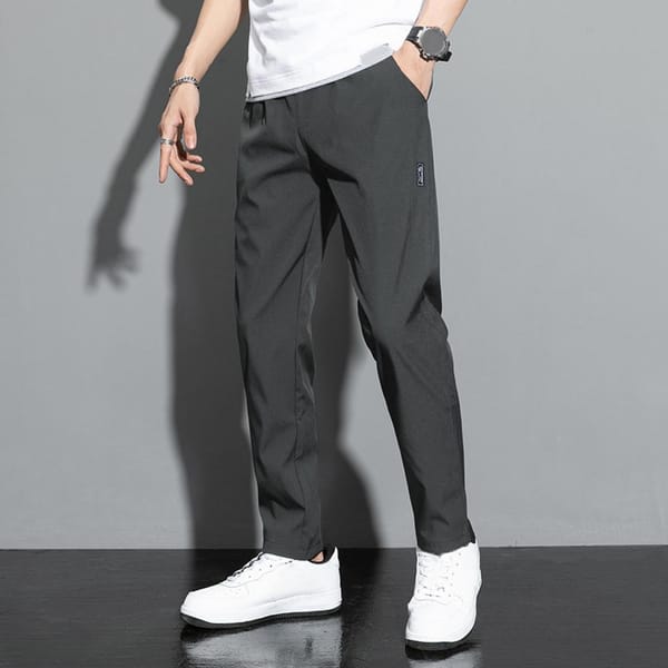 Casual Solid Color Trousers Breathable Quick Dry Men's Pants with Stretchy Waistband Pockets Lightweight Solid Color for Comfort
