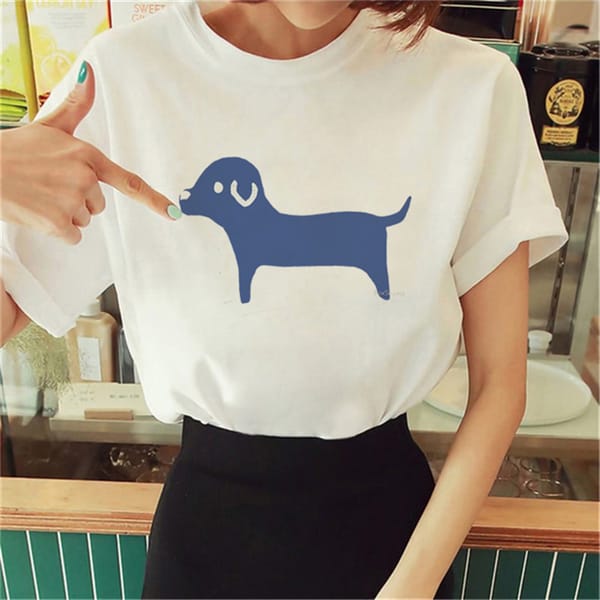 Leisure Women's Fashion Fun Animal Printed Short Sleeve T-shirt Clothing Pattern Summer New T-shirt Women's Printed T-shirt.
