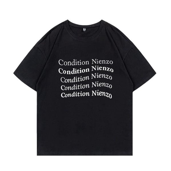 Summer Cotton Top Women's Casual CONDITION NIENZO Letter Print O-neck Short Sleeve Men's and Women's Hip-Hop Fashion T-Shirt