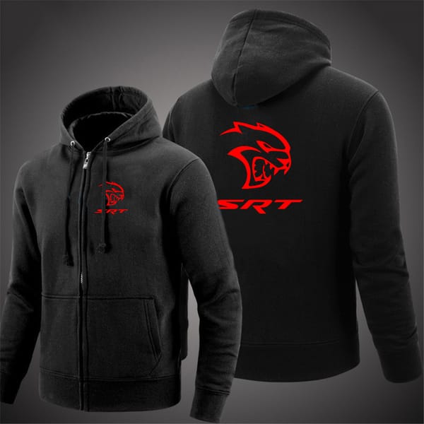 SRT Hellcat 2023 Men's New Spring Print Solid Color Zip Hooded Cotton Long Sleeve Jacket Casual Sweatshirt Hoodie Pullover Tops