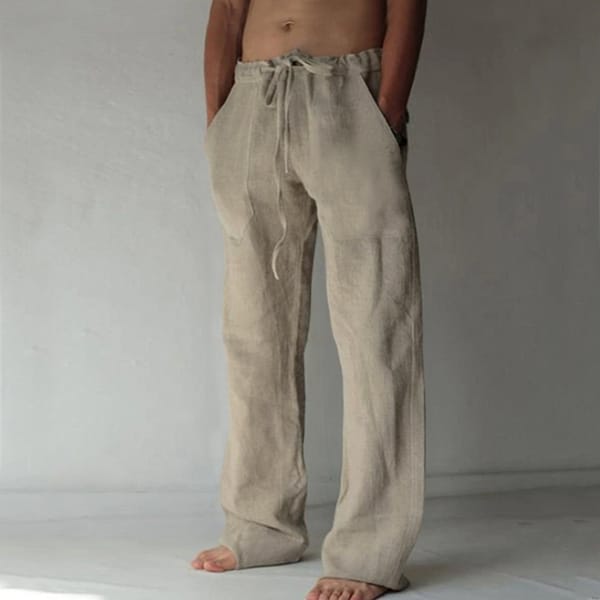Men's Casual Trousers Home Pants 2023 New Man Cotton Linen Large Size white Straight trousers Solid Beach black Fitness Pants