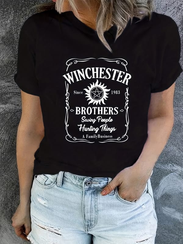 Women's Letter Print Graphic T-Shirt - Short Sleeve Crew Neck Casual Top for Spring & Summer