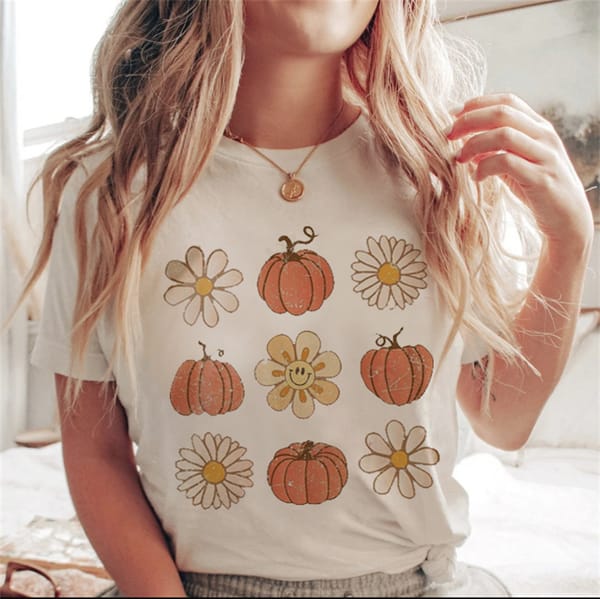Simple Harajuku New Autumn Halloween Fashion All-match Short-sleeved Cute Fun Pumpkin Print Casual T-shirt Summer Women's Print.