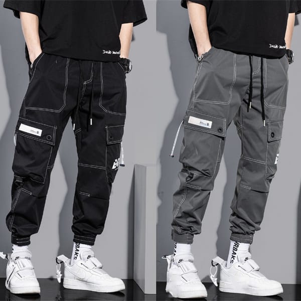 Vintage Men's Cargo Pants Hip Hop Streetwear Loose Jogging Harem Pants Male Elastic Waist Trousers New Pantalons Pour Hommes