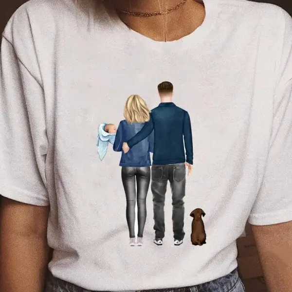 Short Sleeve Print Clothing Women's T-Shirt Women Cartoon Daughter Cute Mama Love Family Top Shirt Fashion Tee Graph Tops