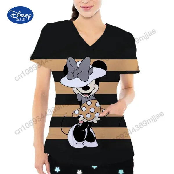 V-neck Youthful Woman Clothes Nurse Uniform Women's Top With Sleeves Fashion Summer Tops Y2k Pocket Friends Vintage Y2k T Shirt