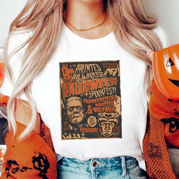 Retro Versatile Halloween Pattern T-Shirt Fashion Street Style 90s Women's Short Sleeve Printed Summer Versatile Printed T-Shirt