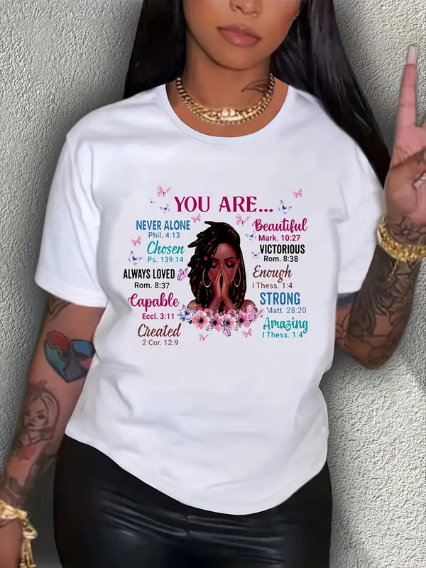 Encourage Girl Slogan	Women t shirt Summer Fashion Short sleeved T-shirt Tee Tops Printed O-neck Casual T-shirt Women's Clothing