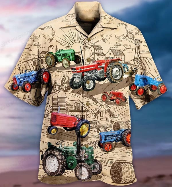 Tractor Hawaiian Shirt Men Fashion Short Sleeve Hawaiian Shirts Cuba Beach Blouse Men's Clothing