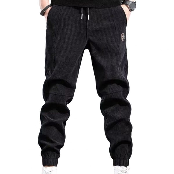 Men Fleece Pants Solid Color Men Pants Men's Drawstring Elastic Waist Plush Sweatpants with Pockets Soft Warm Casual for Sports