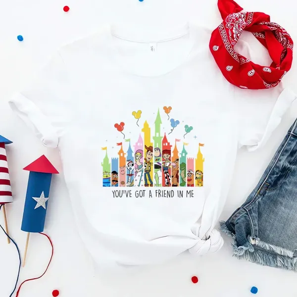Women's T-shirt Toy Story Squad Print Magic Kingdom Castle Aesthetic Vacation Harajuku Casual Clothes Summer Friends T Shirt
