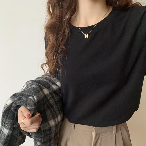 MRMT 2024 Brand New  Wool Long Sleeve T-Shirt Women's Top With Solid Cotton Round Neck Slim And Bottomed Women's Tshirt