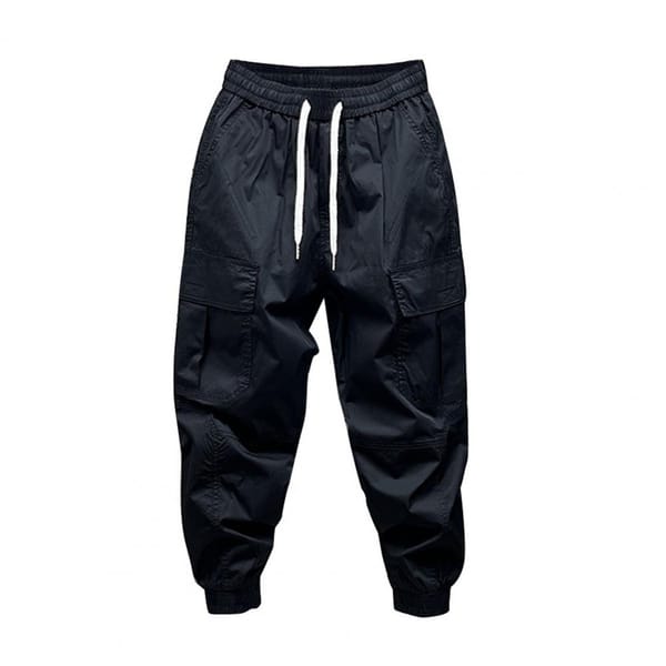 Elastic Waistband Pants Men's Harem Pants with Drawstring Waist Multiple Pockets for Outdoor Activities Comfortable for Men