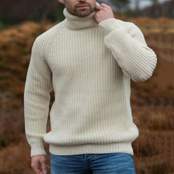 2024 Autumn/Winter New Fashion Trend Solid Color Thick Warm Knit Men's Casual Loose Comfortable High Quality Plus-Size Sweater