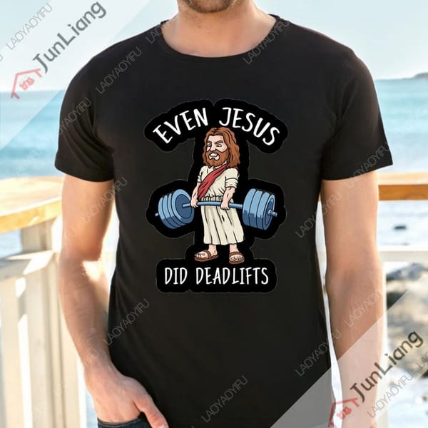 VEN JESUODID DEADLIFTS Fun Printed T-shirt Men's and Women's Short Sleeve Creative Casual Summer Shirt Street Top