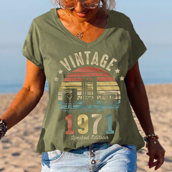 Rheaclots Women's Vintage 1971 Limited Edition Printed Graphic Tees