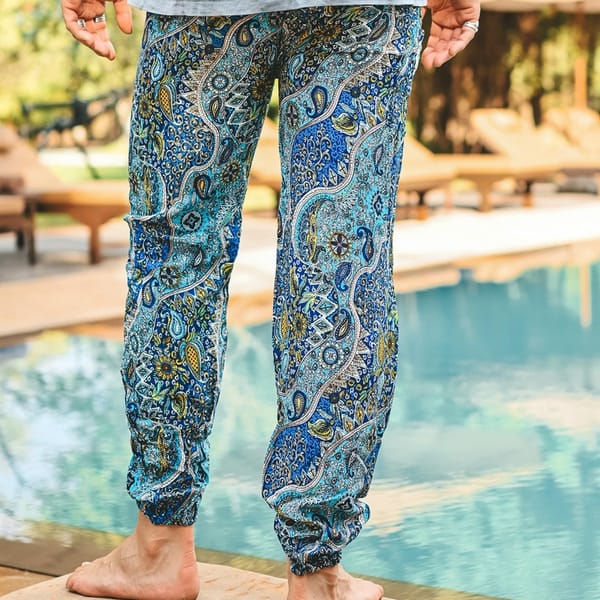 2024 Spring Summer New Ethnic Style Men's Fashion Trend Casual Ankle-Tied Trousers
