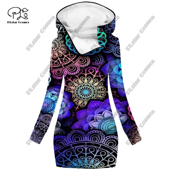 PLstar Cosmos 3D printing women's large pocket open tube dress colorful retro pattern casual slimming series