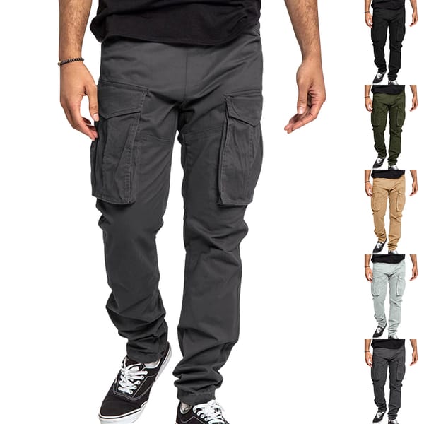 2024 Autumn/Winter fleece men's multi-pocket pants Cross-border plus-size sports casual pants